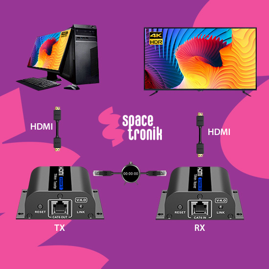 Konwerter HDMI na LAN Spacetronik SPH-HLC6IR zasięg