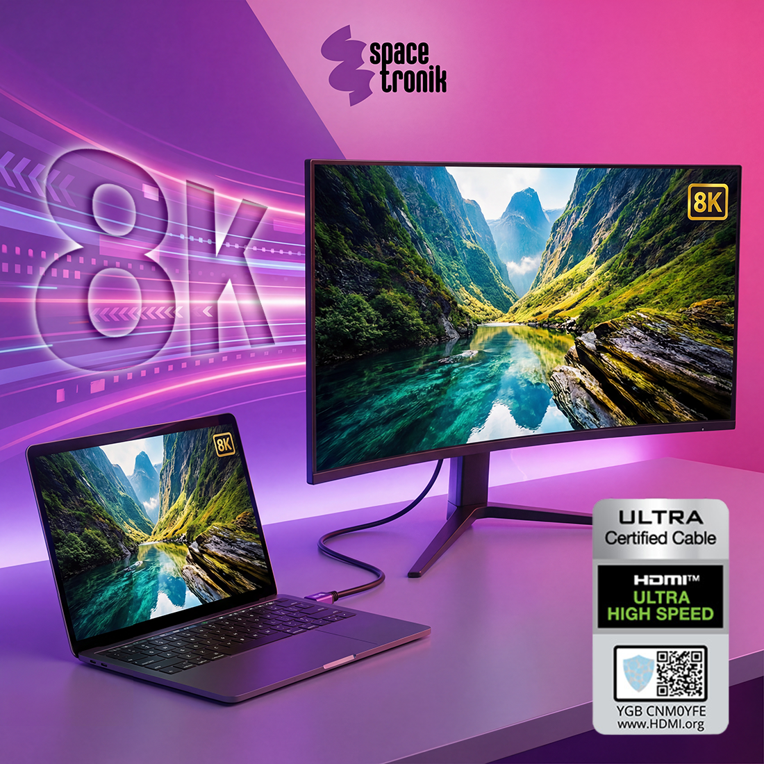 >Kabel UHS HDMI 2.1 8K Spacetronik KH21_SPR015 certyfikat