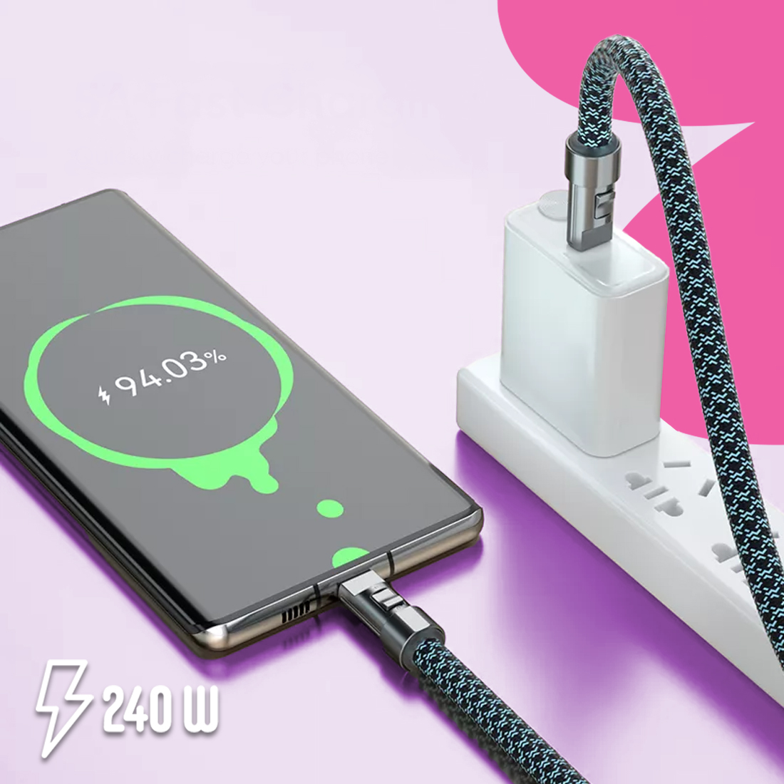 Kabel USB-C Spacetronik KU07_SPC003BW ładowanie