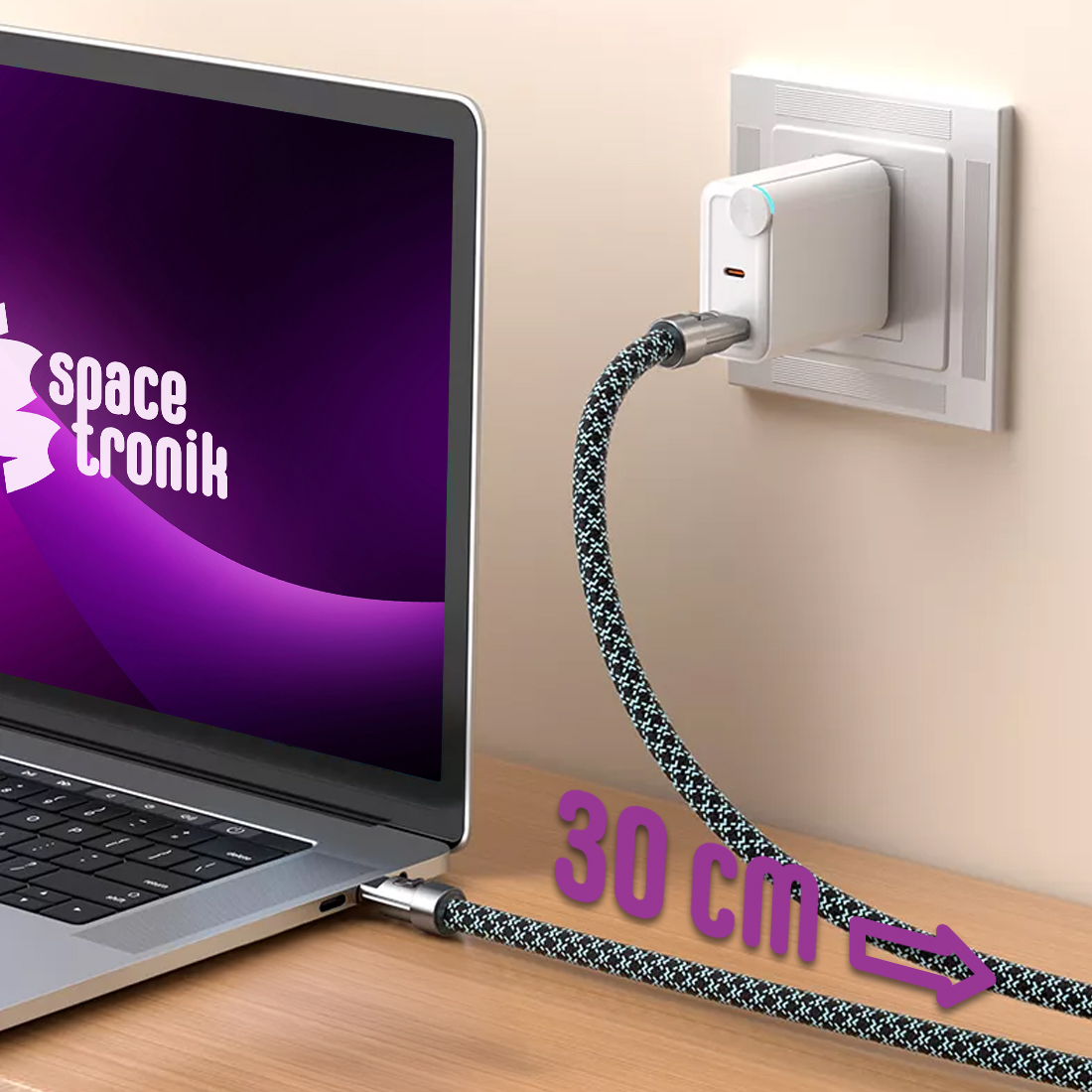 Kabel USB-C Spacetronik KU07_SPC003BW długość