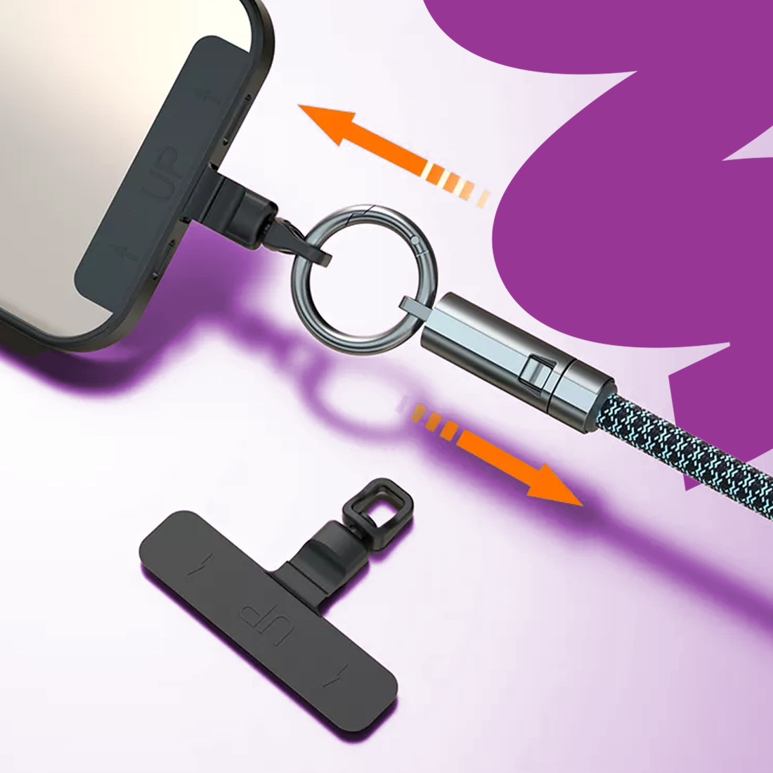 Kabel USB-C Spacetronik KU07_SPC003BW mocowanie
