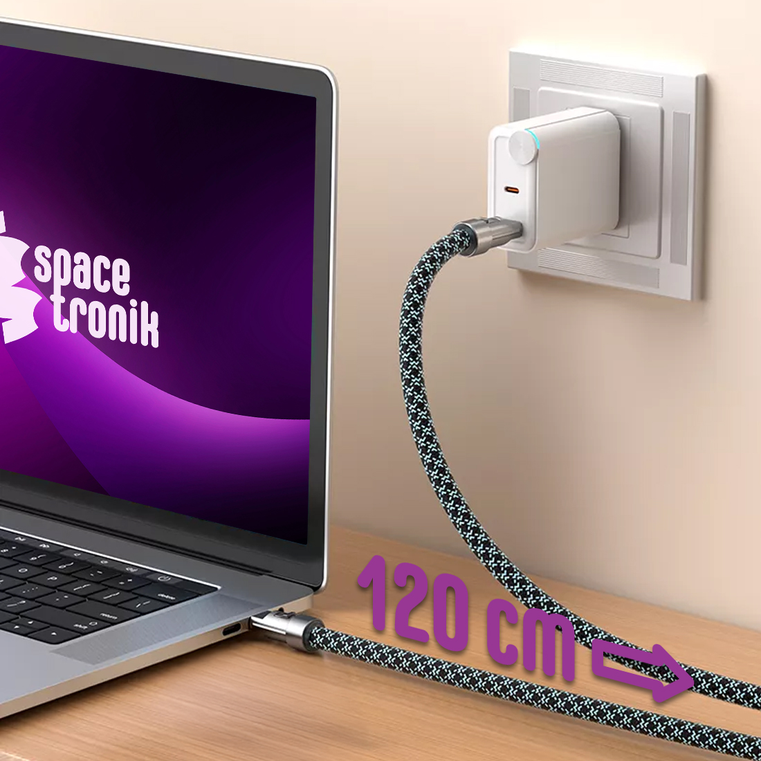 Kabel USB-C Spacetronik KU07_SPC012BW długość