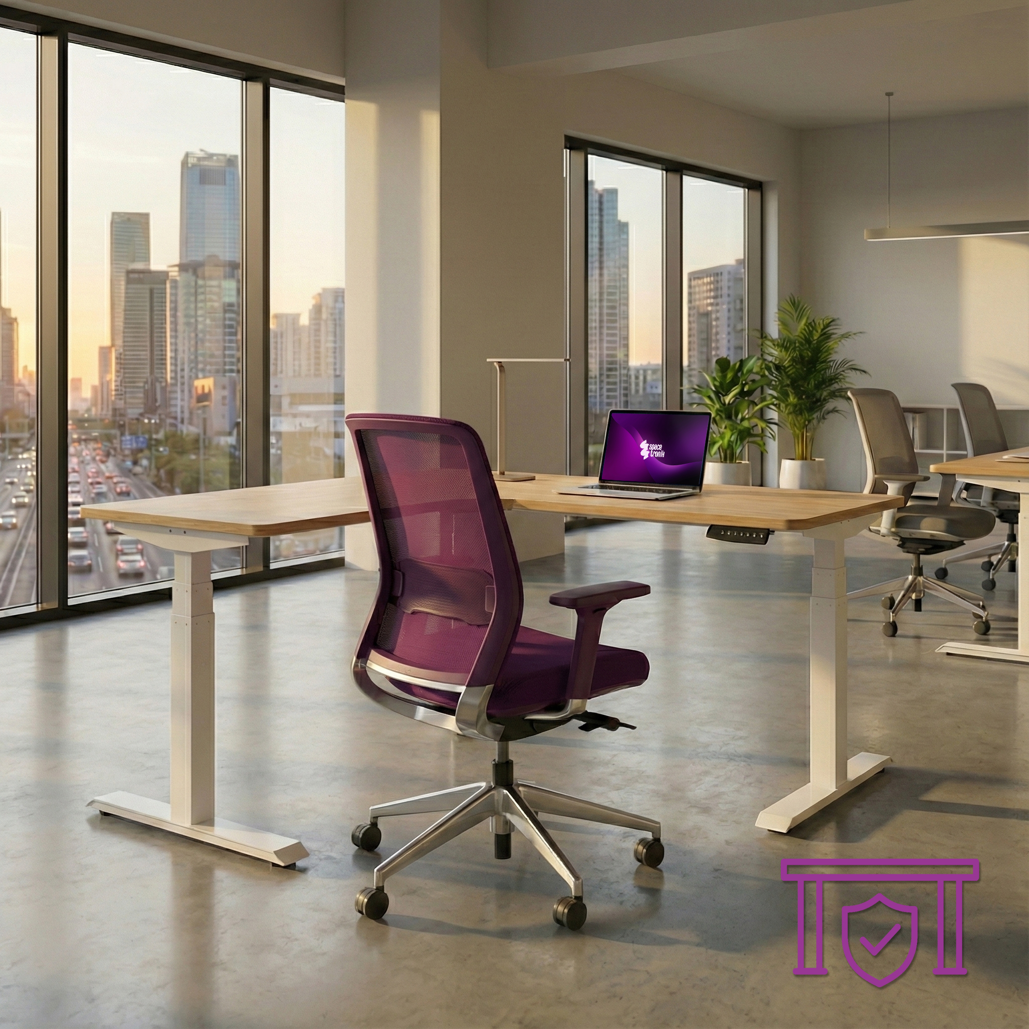 stelaż biurkowy narożny Spacetronik SPE-303VW bezpieczeństwo