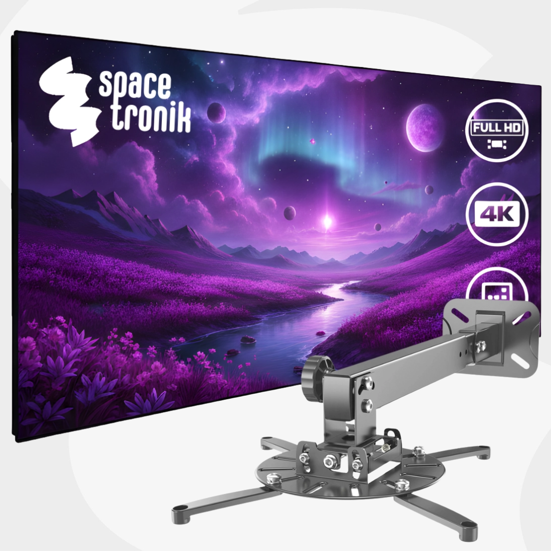 zestaw ekran projekcyjny ramowy Spacetronik PRS-F04 i uchwyt sufitowy SPA-P02B