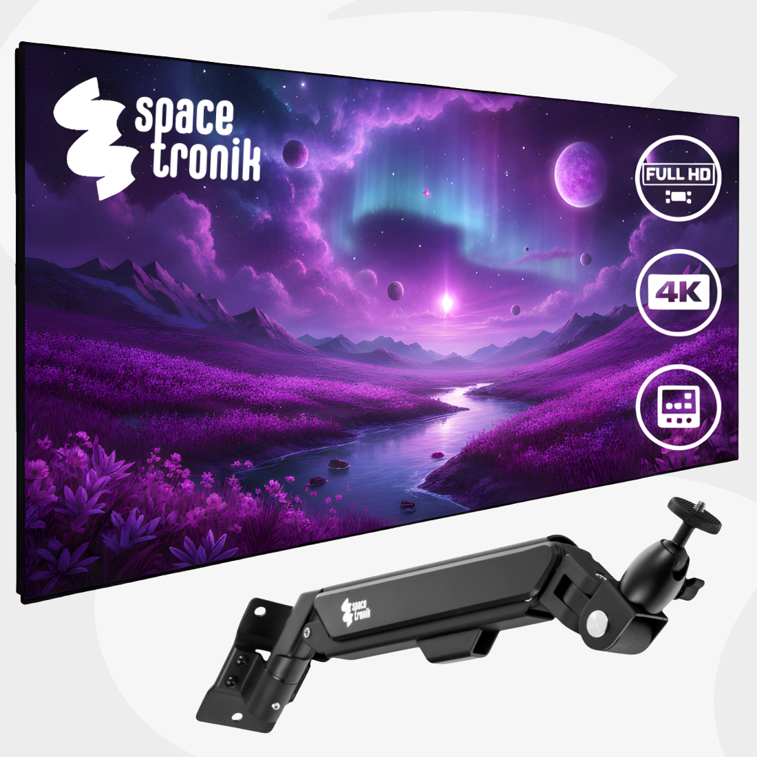 zestaw ekran projekcyjny ramowy PRS-F04 i uchwyt scienny SPAZ110B do monitora lub projektora