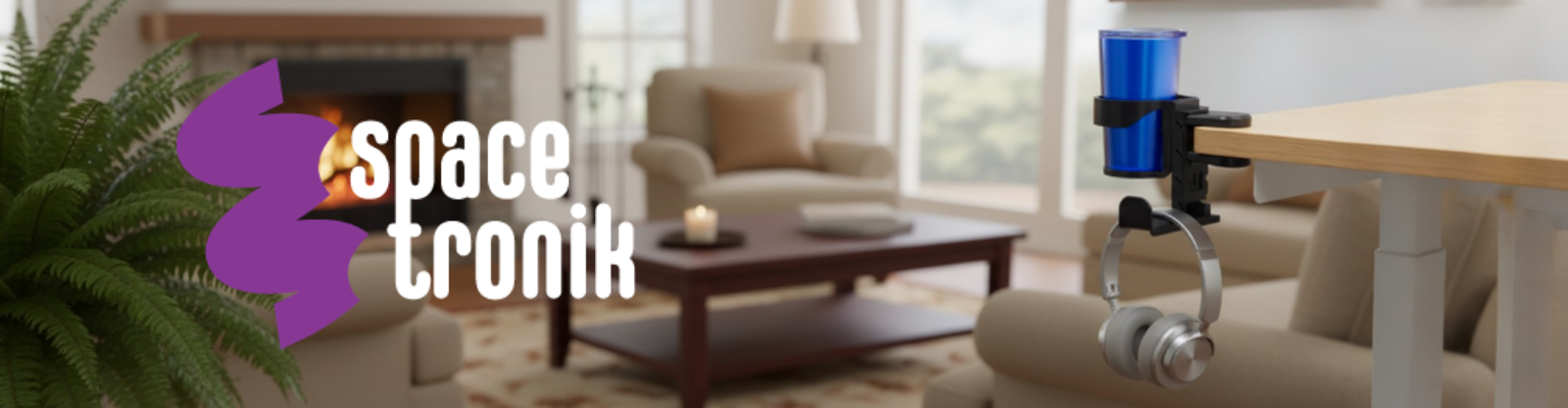 Wieszak na słuchawki 3w1 SPB-027B z uchwytem na kubek i organizerem kabli