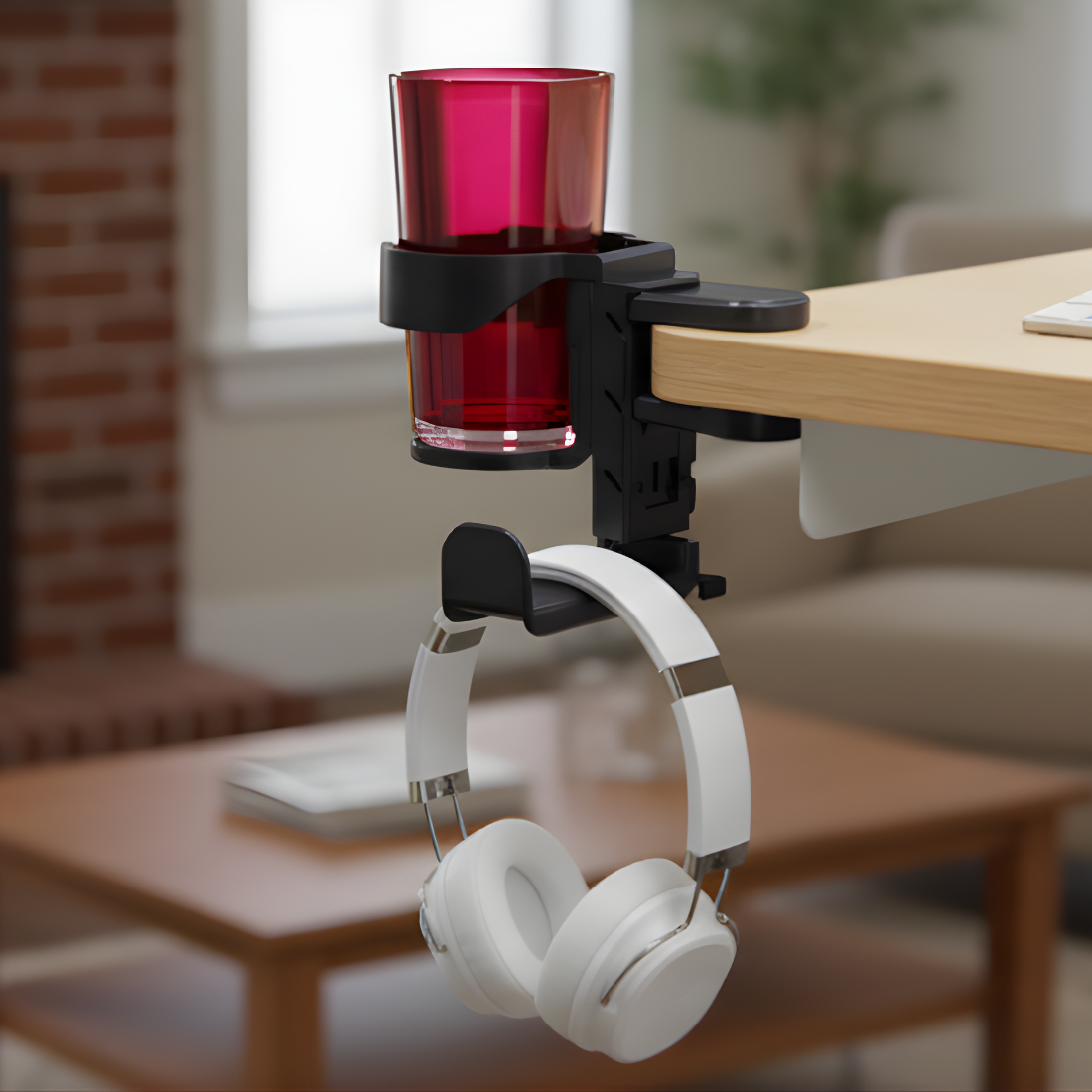 Organizer kabli i wieszak na słuchawki w jednym