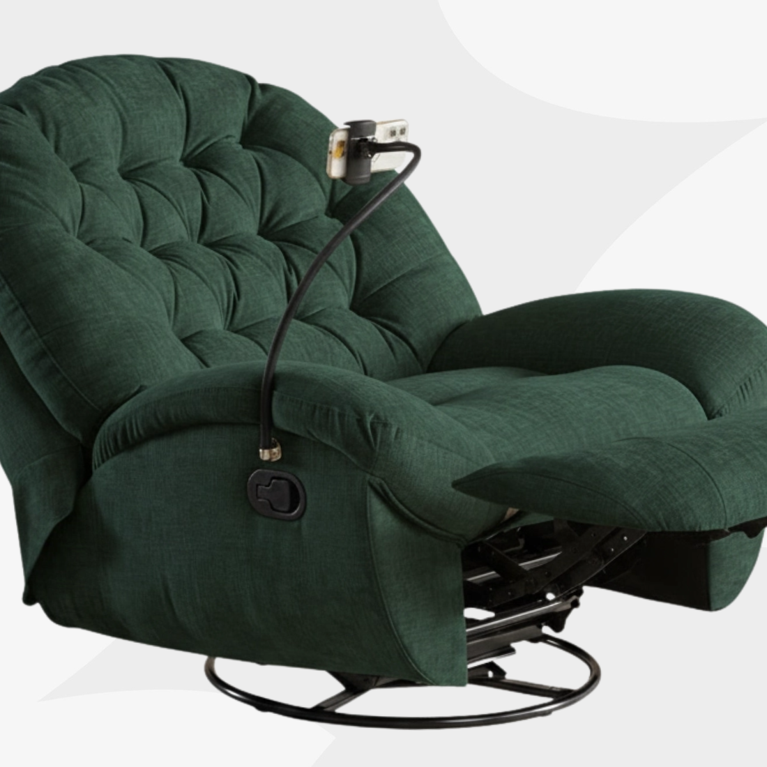 Fotel relaksacyjny Flax 04M: glider, swivel 360°, regulacja manualna, uchwyt na telefon