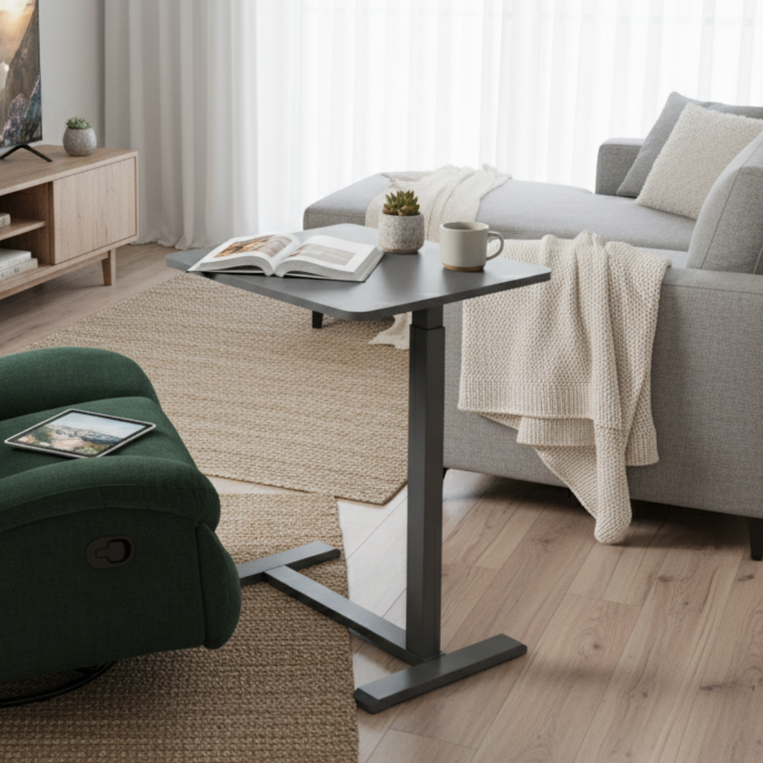 Stolik BUDDY 15-GBB – 2 blaty, regulacja wysokości, podpórka