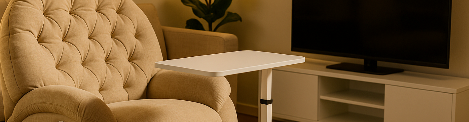 Zestaw: Fotel FLAX 04 beżowy i stolik BUDDY 02 biały