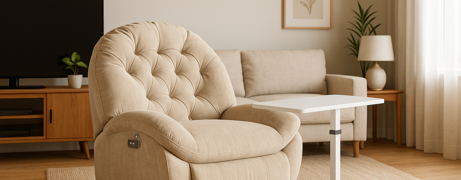 Zestaw FLAX 04 beżowy + BUDDY 02 biały – strefa relaksu i pracy