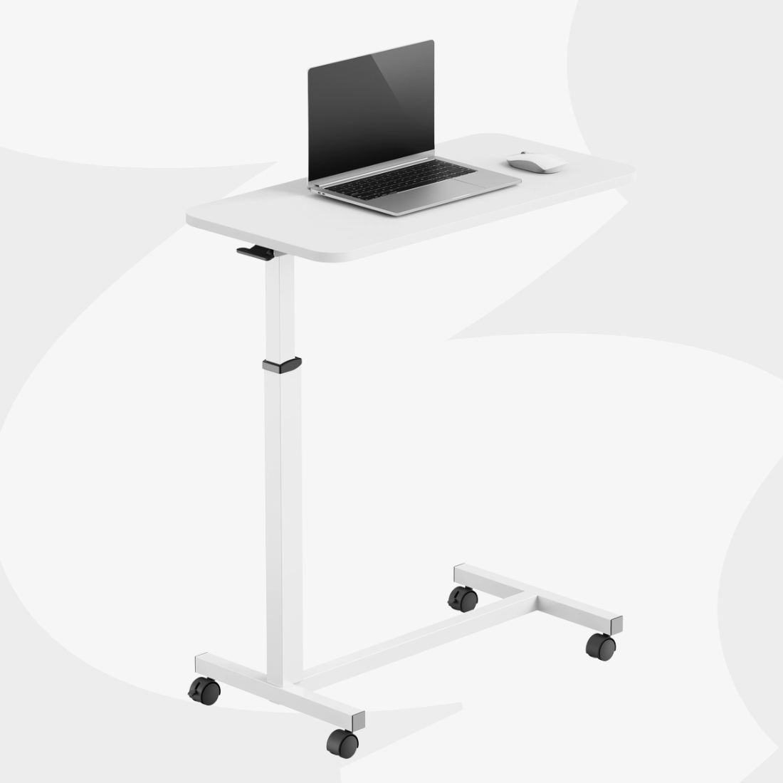 Stolik BUDDY 02 Lite biały – regulowany, na kółkach