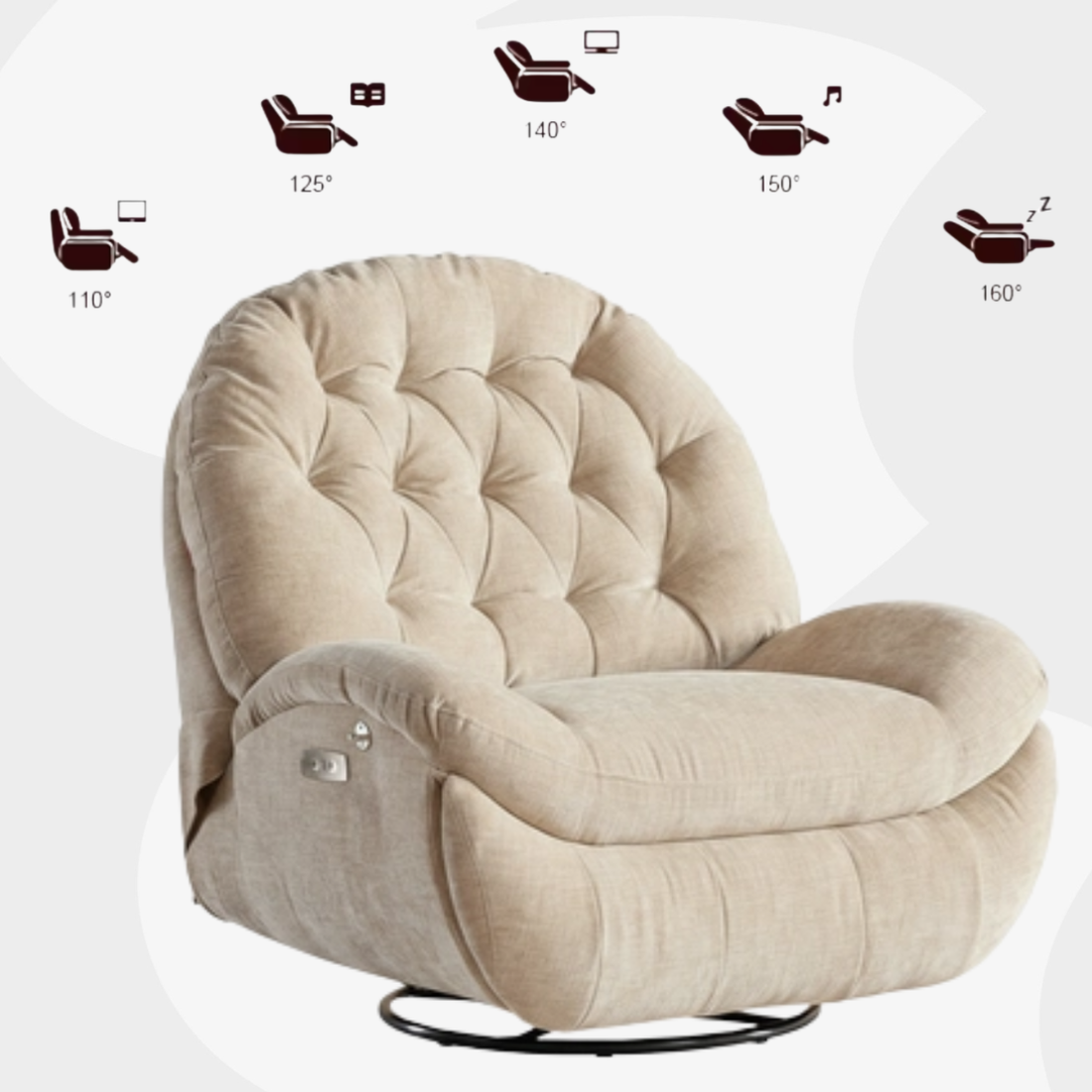 Fotel FLAX 04 beżowy – elektryczny, USB-C, Glider