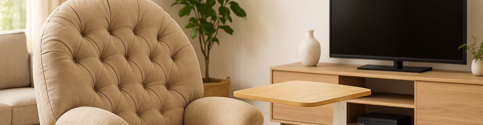 Zestaw: Fotel FLAX 04 beżowy i stolik BUDDY 05