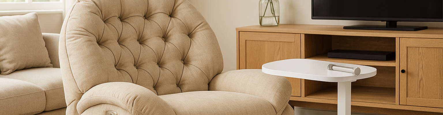 Zestaw: Fotel FLAX 04 beżowy i stolik BUDDY 06