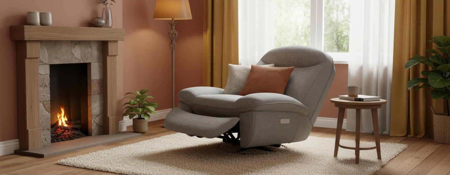 Fotel elektryczny FLAX 05 szary SPC-FLAX-05 w salonie