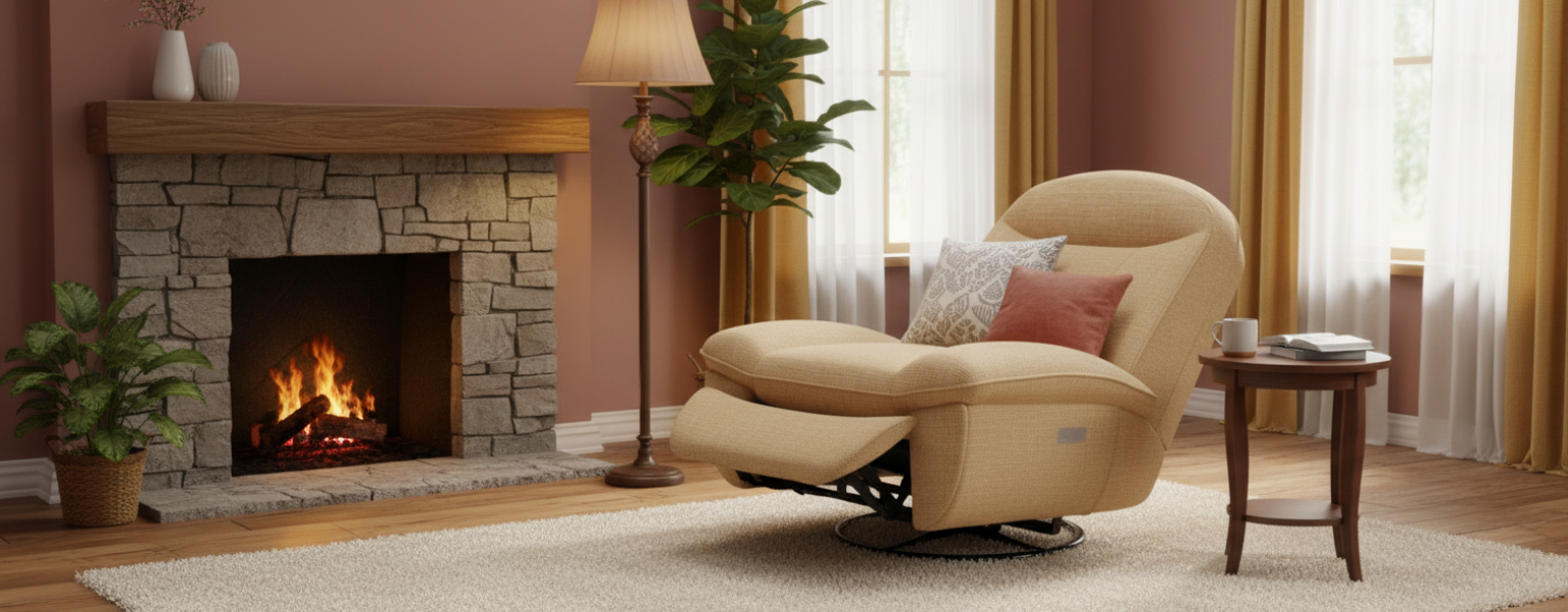 Fotel elektryczny FLAX 05 pomarańczowy SPC-FLAX-05_V3 w salonie