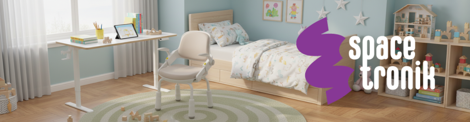 Zestaw biurko elektryczne Spacetronik SPEX123WM i krzesło dziecięce SPC-XD-11