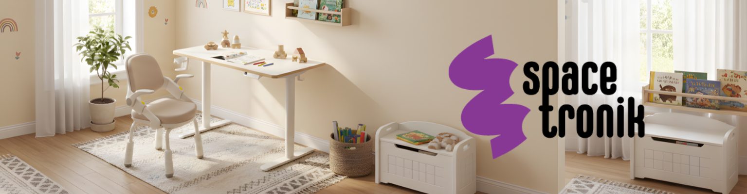 Zestaw biurko elektryczne Spacetronik SPEX123WM i krzesło dziecięce SPC-XD-11