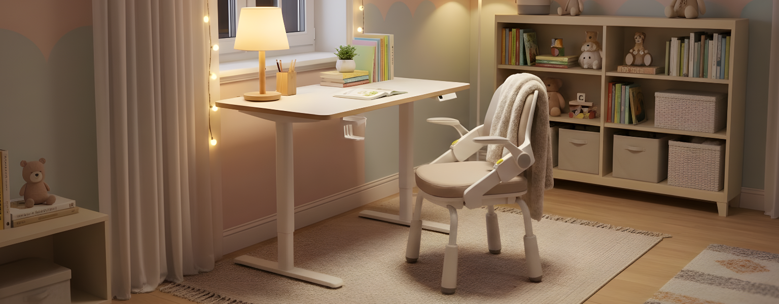 Zestaw biurko elektryczne Spacetronik SPEX123WM i krzesło dziecięce SPC-XD-11