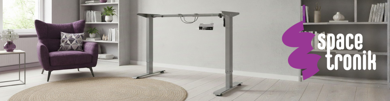 Elektryczny stelaż biurkowy Spacetronik SPE-141G szary z regulacją wysokości i USB