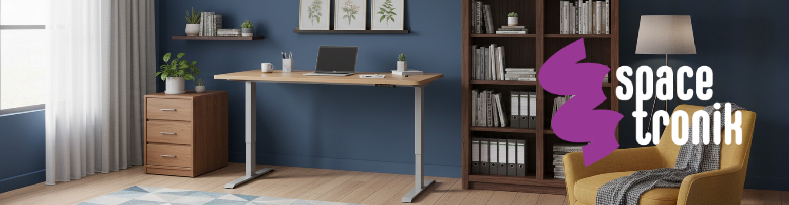 stelaż elektryczny Spacetronik SPE-142G szary regulacja wysokości 720-1200 mm 80 kg system antykolizyjny cichy 45-50 dB kontroler pamięć 4 pozycje