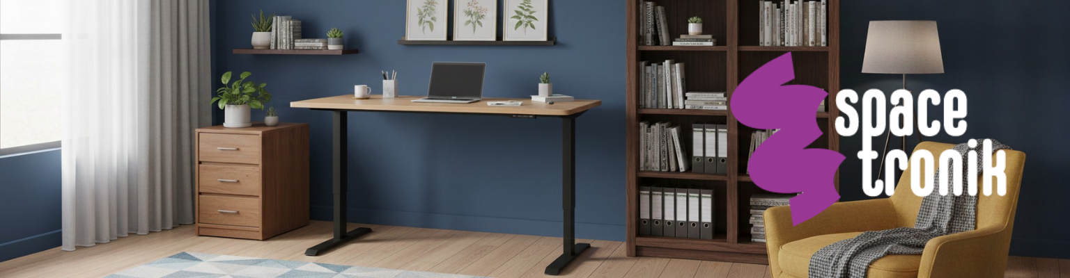 stelaż elektryczny Spacetronik SPE-142B czarny regulacja wysokości 720-1200 mm 80 kg system antykolizyjny cichy 45-50 dB kontroler pamięć 4 pozycje