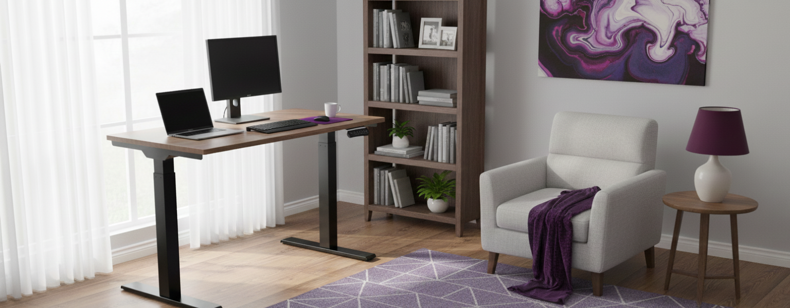 Elektryczny stelaż biurkowy Spacetronik SPE-214AB czarny do pracy stojącej i siedzącej