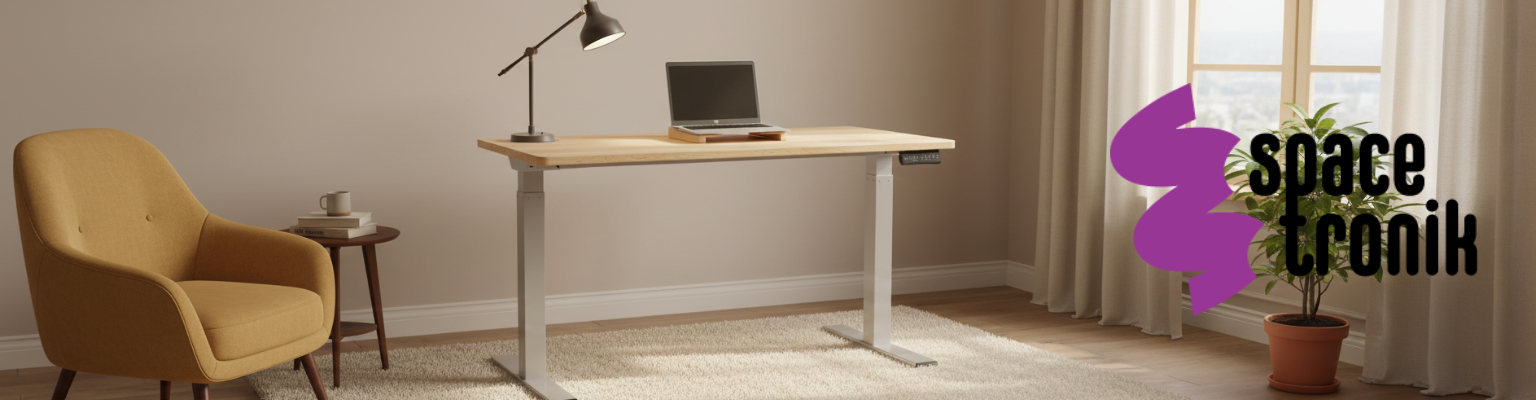 Elektryczny stelaż biurkowy Spacetronik SPE-214AG szary z systemem antykolizyjnym