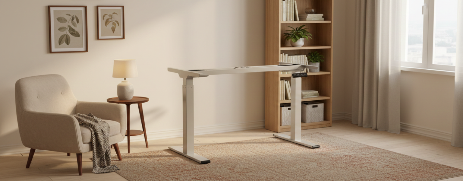 Elektryczny stelaż biurkowy Spacetronik SPE-214AG szary do pracy stojącej i siedzącej