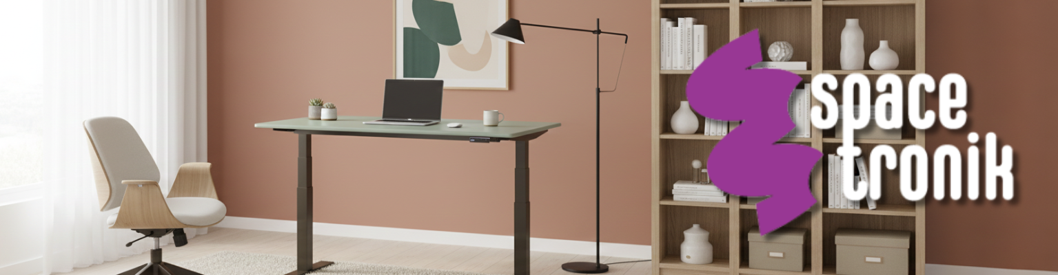 stelaż biurka elektrycznego Spacetronik SPE-232OO dwusilnikowy OLED antykolizyjny + blat MDF premium