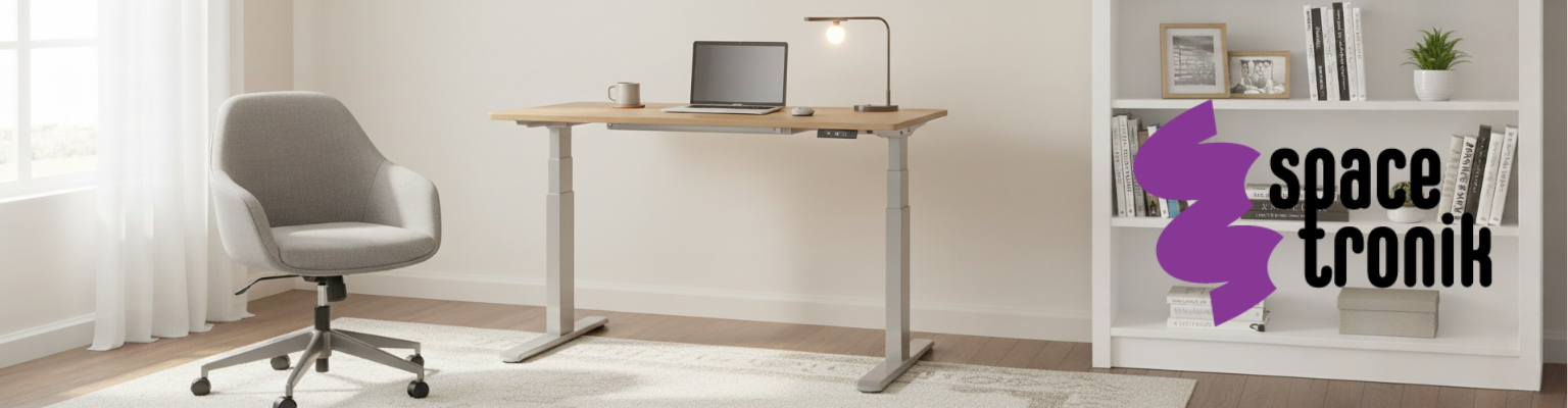 stelaż do biurka regulowany elektrycznie Spacetronik SPE-235G szary dwusilnikowy Tuya Smart regulacja 62-128 cm 125 kg