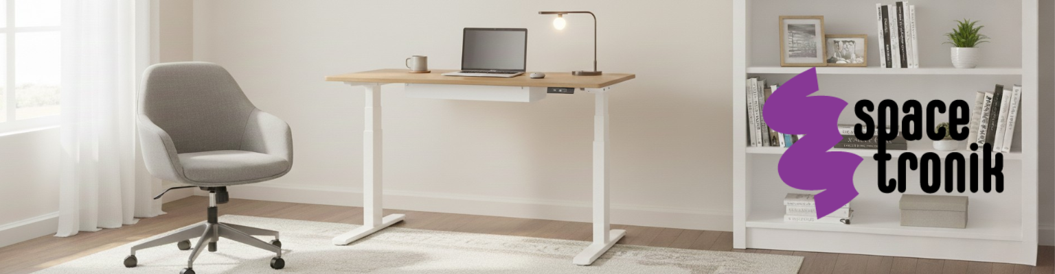 stelaż do biurka regulowany elektrycznie Spacetronik SPE-235W biały dwusilnikowy Tuya Smart regulacja 62-128 cm 125 kg