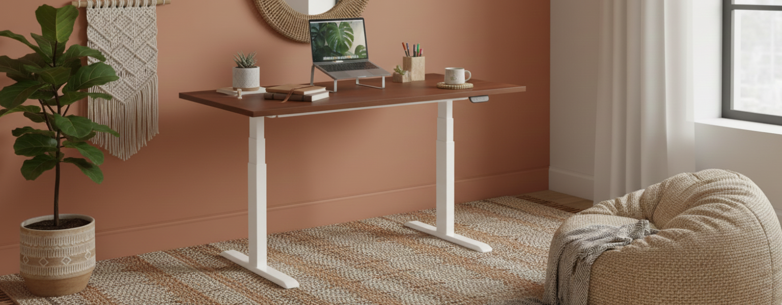 stelaż do biurka elektryczny Spacetronik SPE-235W biały regulowany aplikacja Tuya Smart