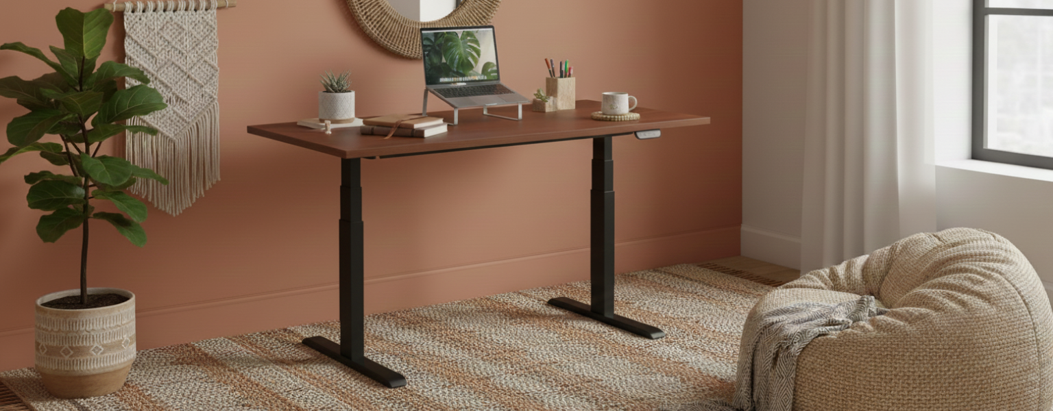 stelaż do biurka elektryczny Spacetronik SPE-235B czarny regulowany aplikacja Tuya Smart