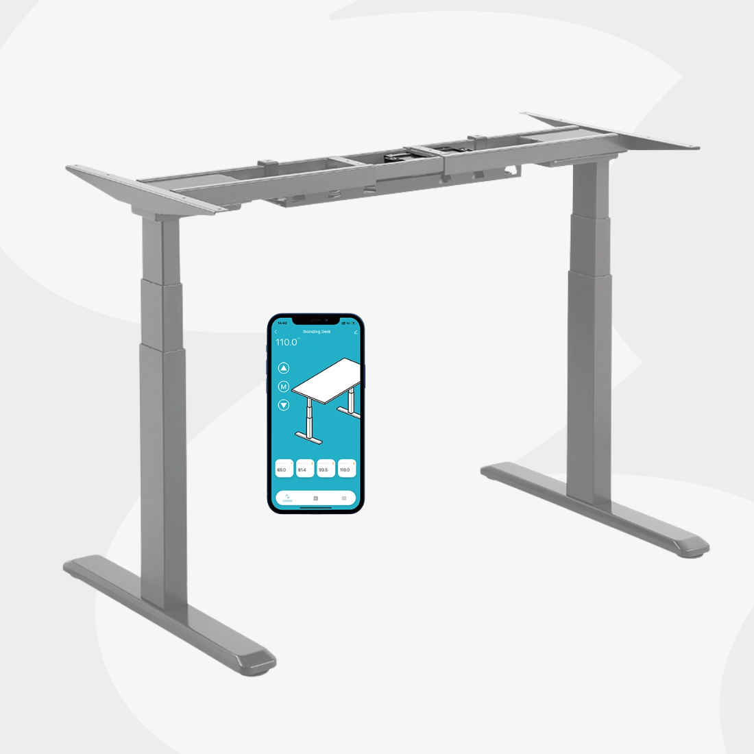 stelaż do biurka Spacetronik SPE-235G szary elektryczna regulacja wysokości dwusilnikowy Tuya Smart 125 kg