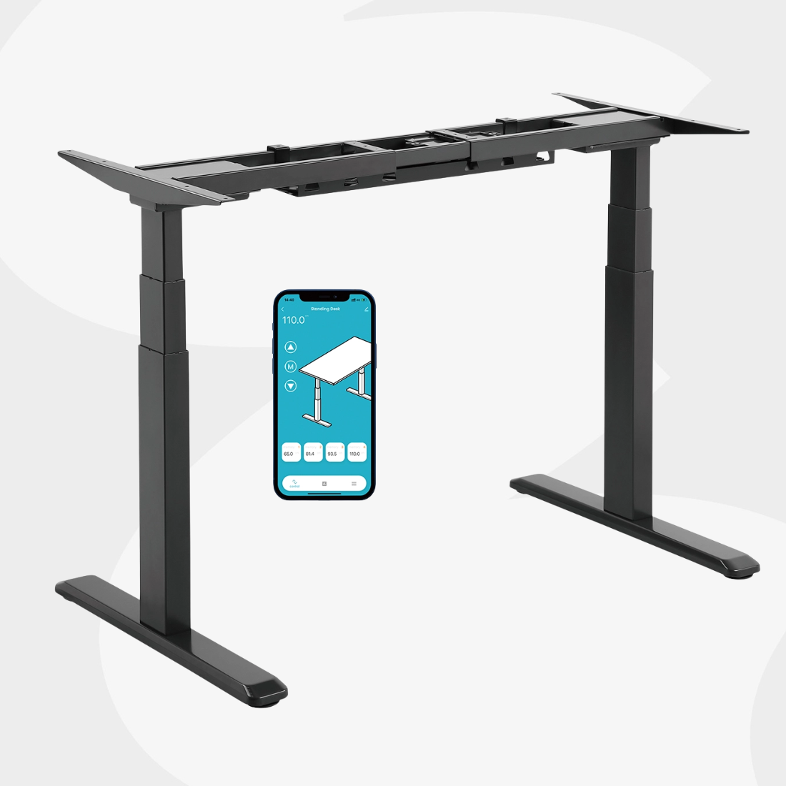 stelaż do biurka Spacetronik SPE-235B czarny elektryczna regulacja wysokości dwusilnikowy Tuya Smart 125 kg