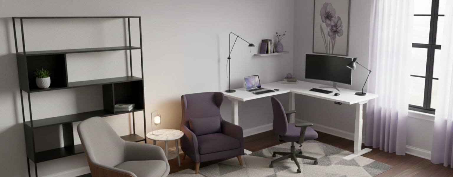 Elektryczny stelaż do biurka Spacetronik SPE-323TW biały z regulacją 3w1