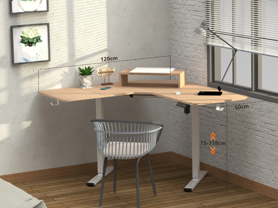 Elektryczna regulacja wysokości biurka narożnego SPEL112BR