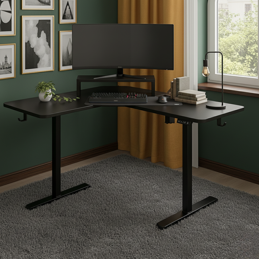 Elektryczna regulacja wysokości biurka narożnego