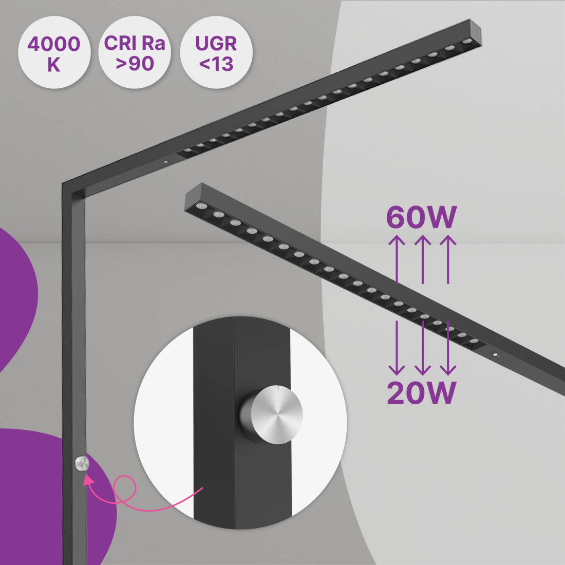 Lampa podłogowa LED Spacetronik GLOW D22 Pro do biura
