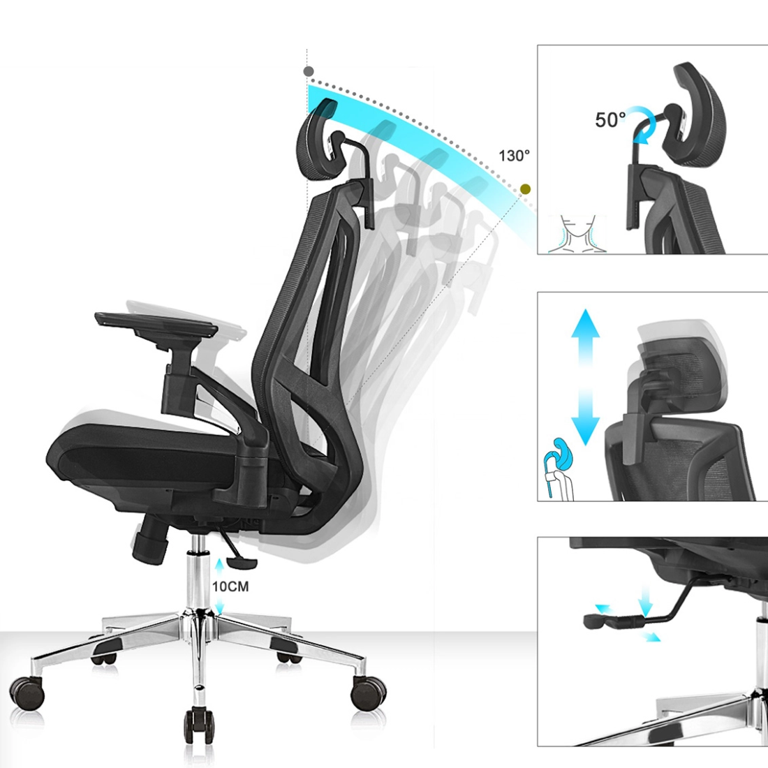 Fotel biurowy z podłokietnikami 4D Spacetronik Gerd