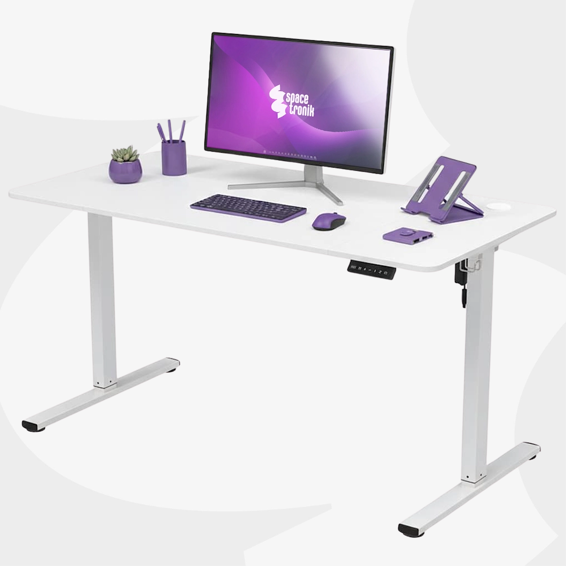 Biurko elektryczne Spacetronik Moris SPE-O112WW z białym blatem