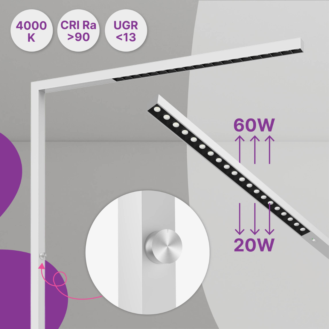 Lampa podłogowa LED Spacetronik GLOW D22 Pro do biura