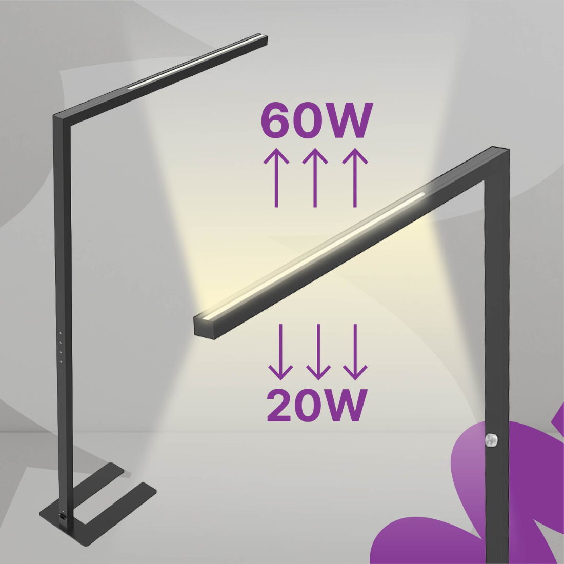 Lampa podłogowa LED z rozproszonym światłem do biura