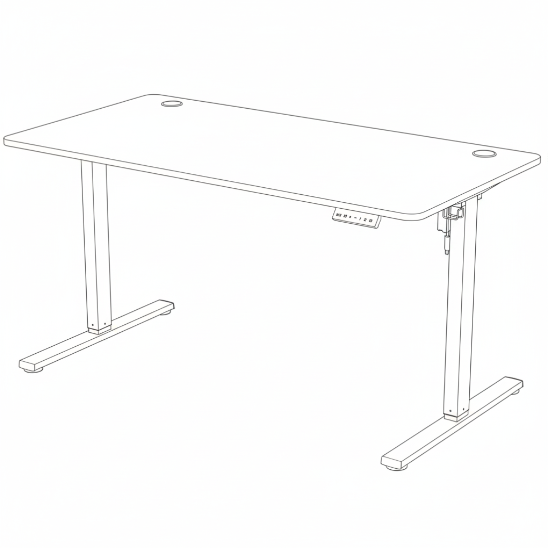 rysunek techniczny elektrycznego biurka Spacetronik Moris SPE-O112WW