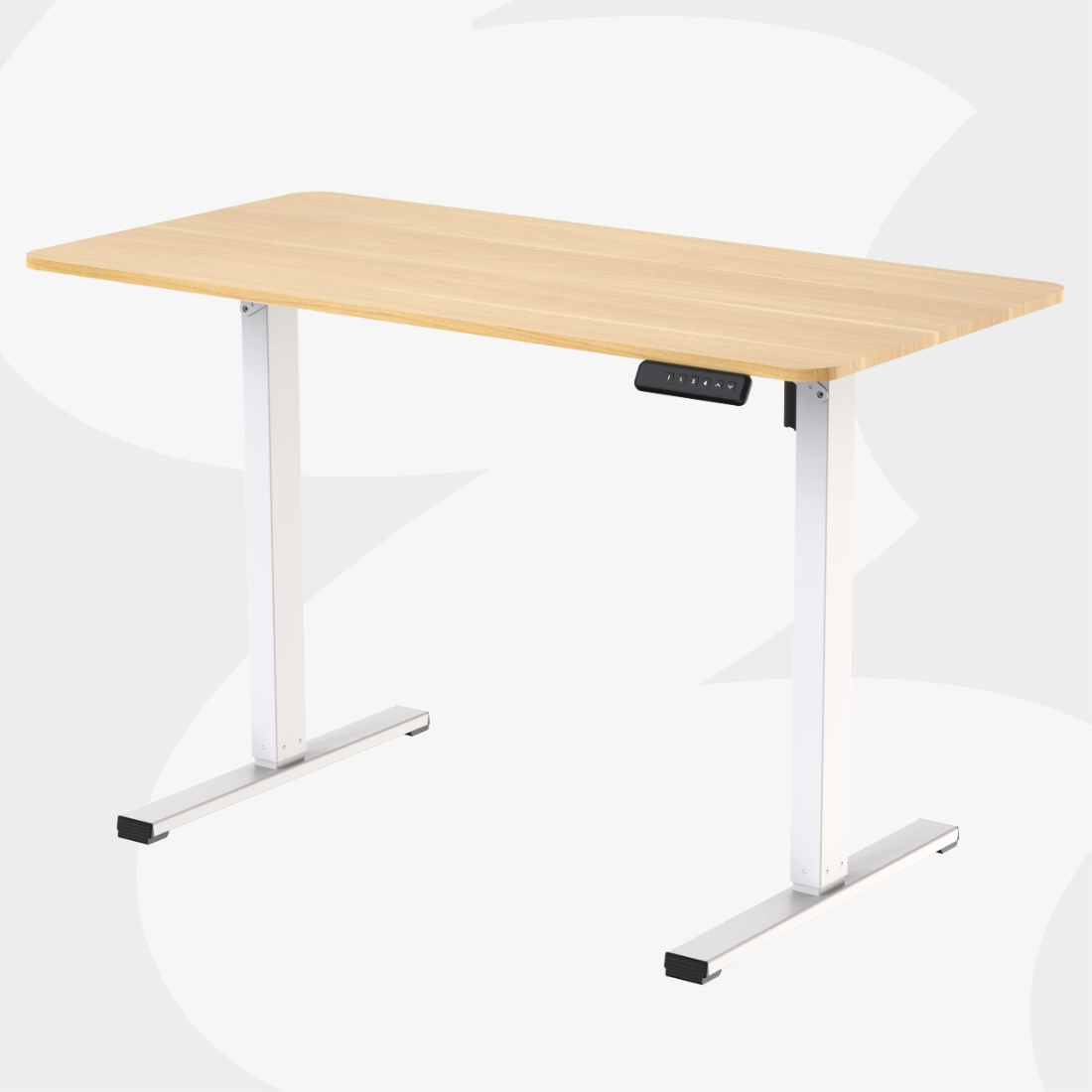 Biurko elektryczne SPEO125WO z drewnianym blatem i białym stelażem
