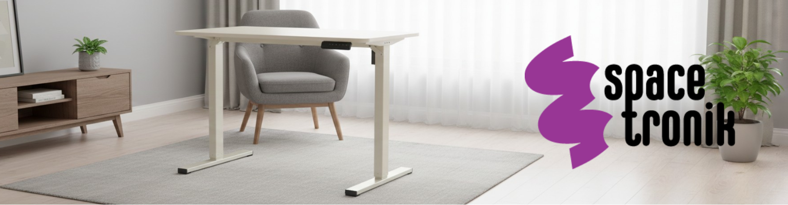 Biurko elektryczne SPEO125II 120x60 cm w kolorze kości słoniowej z regulacją wysokości