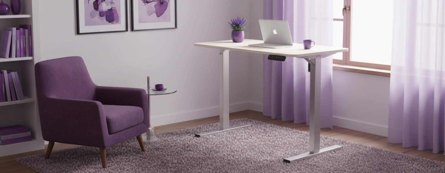 Biurko elektryczne SPEO125II 120x60 cm w kolorze kości słoniowej do home office