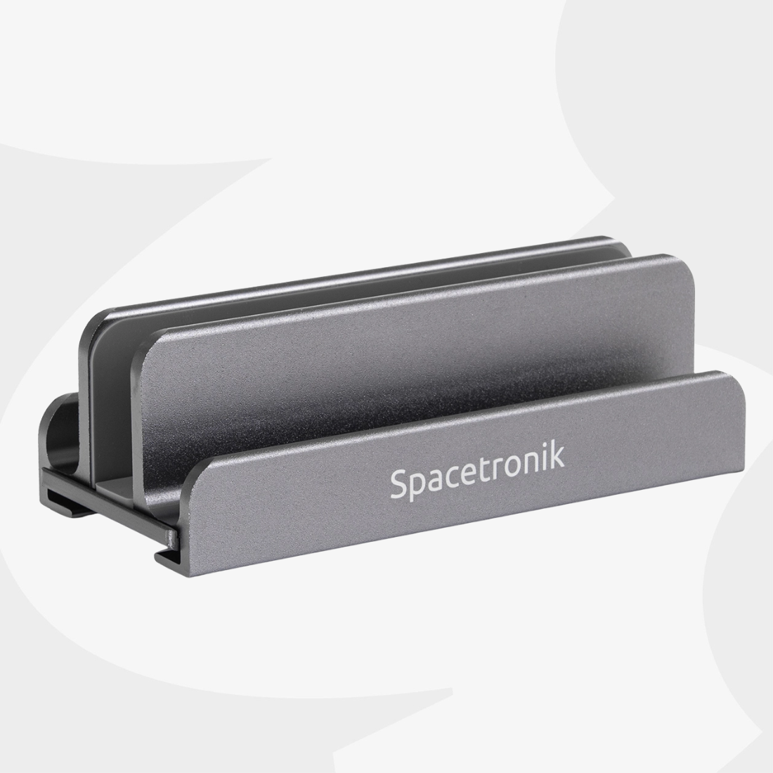 Szara regulowana podstawka pod laptopa z miejscem na 2 telefony